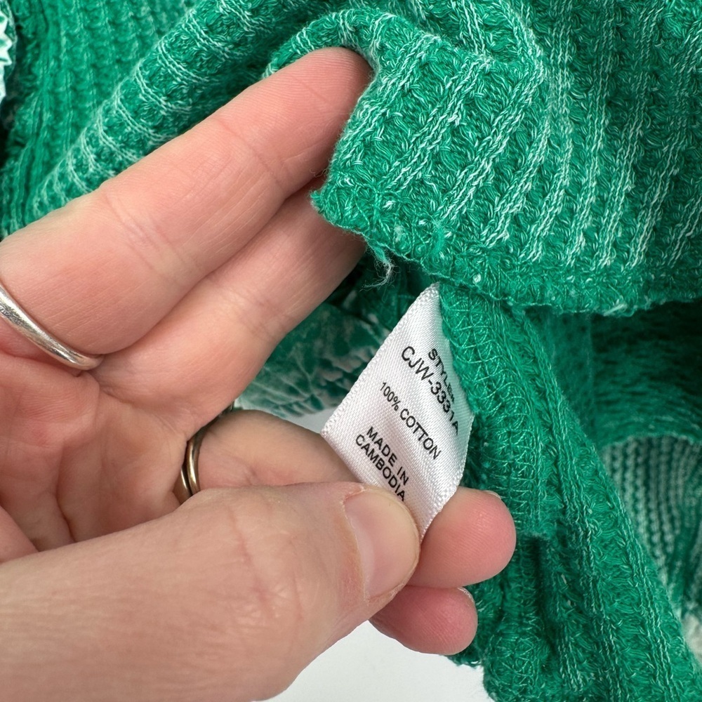 Zenana Outfitters Women's Green Cropped Sweater Cardigan Size L/XL 100% Cotton - Picture 6 of 7